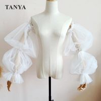 ☜ Up And Down Tulle Detachable Sleeves For Wedding Romantic Beads Removeable Puffy Dreamy Wedding Party Gloves Bridal Accessories