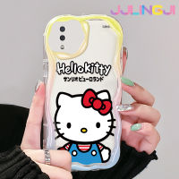 Jjlingji เคสปลอกสำหรับ Samsung กาแลคซี A10 M11 A11ลายการ์ตูนเฮลโลคิตตี้ดีไซน์ใหม่ขอบคลื่นเนื้อครีมเคสเคสมือถือกันกระแทกแบบใสนิ่มเคสโปร่งใสลายกล้องถ่ายรูปเรียบง่ายปลอกป้องกันอ่อนโยน