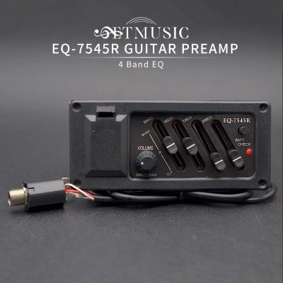 4 Band ควอไลเซอร์ EQ-7545R กีตาร์ปรีแอมป์กีต้าร์อคูสติกเครื่องขยายเสียงเอาท์พุท6.5MM