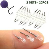 20pcs Metal Bait Spike Carp Fishing Accessories Bait Sting Boilies Pin with Clear Rubber Corn Ronnie Hair Rig Carp Feeder Tackle Accessories