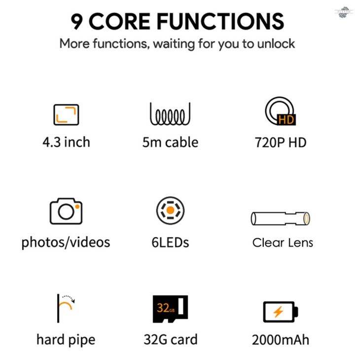 fly-กล้องเอนโดสโคปดิจิทัล-หน้าจอ-lcd-ips-4-3-นิ้ว-ความละเอียด-480-720-ถ่ายวิดีโอ-พร้อมสาย-5-เมตร-สําหรับท่อระบายน้ํา