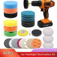 Car Headlight Restoration Kit 3 Inch Car Polishing Sanding Discs with Shank Backing Scouring Buffing Sponge Soft Interface Pad Cleaning Tools