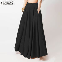 Casual Elegant A-line Party Beach Faldas Saia Women Maxi Long Skirts ZANZEA Spring High Waist Solid Skirts Female Loose Jupe