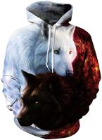 BarbedRose Mens 3D Realistic Digital Print Pullover Hoodie Hooded Sweatshirt