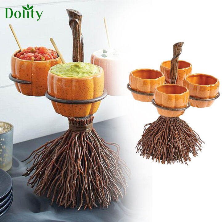 Heks Broomstick Snack Bowl Stand, Halloween Familie Party Heks Hoed Snack Bowl Plank Decoratie Apparaat, voor Biscuit Dessert Snack Opslag, Snoephouder Bowl, Fruit Bowl (A-3