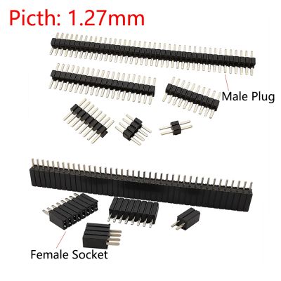 10Pcs 1.27 mm Single Row Male Female Plug Socket Breakaway PCB Board Pin Header Connector 1.27 Strip Pinheader 2P-50 Pin