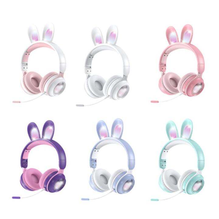 wireless-headphones-rabbit-ear-with-mic-blue-tooth-glow-light-stereo-bass-helmets-children-gamer-girl-pc-phone-gaming-headset