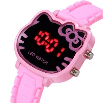 แมวน่ารักนาฬิกาเด็กการ์ตูน LED นาฬิกาดิจิตอลสำหรับเด็กผู้หญิงกันน้ำอิเล็กทรอนิกส์นาฬิกาข้อมือนาฬิกาเด็ก Relogio Infantil