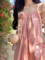 French First Love Sweet Pink Suspender Dress Womens Summer 2023 New High-End Design Sense Niche Temperament Long Skirt