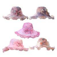 Women Oganza Sun Hat Tea Party Wedding Hat for Beach Park Festival Hiking Keep the Sunshine Away from Skin Elegant 101A