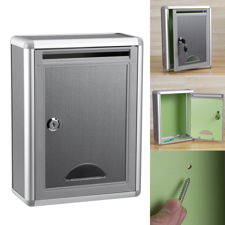 กล่องจดหมายที่ล็อคได้-อลูมิเนียมอัลลอยด์โพสต์กล่อง-wall-mount-mail-เหล็กผู้ถือจดหมายการจัดเก็บการรักษาความปลอดภัยกลางแจ้งล็อคกล่องจดหมายบ้านระเบียงสวน-decor
