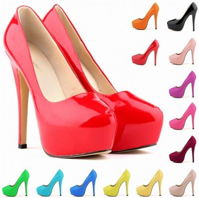 Sexy High Platform Party Shoes 2022 New Women Concise Solid Patent Leather High Heels Shoes Fashion Shallow Wedding Shoes Woman