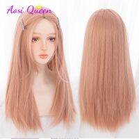 【jw】ↂ▪❀ AS Wavy Hair Blonde Pink milk orange Synthetic Wigs With Bangs Fashion Female