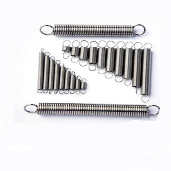 10pcs-wire-dia-0-3mm-0-4mm-0-5mm-tension-spring-stainless-steel-extension-spring-with-hook-length-10mm-to-60mm-electrical-connectors