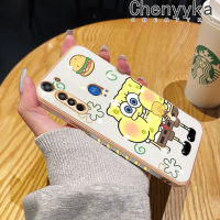 Chenyyyka Caing สำหรับ Moto G8เล่น G8 Power Lite เคสการ์ตูนน่ารักลายสพันชบ็อบสแควร์แพนท์ใหม่กรอบสี่เหลี่ยมชุบเคสนิ่มซิลิกาเจลกันกระแทกฝาครอบป้องกันเคสมือถือ