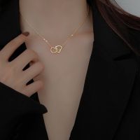 We Flower Chic Hollow Double Love Heart Necklace for Women Girls Korean Fashion Jewelry 5251106✁☃❐