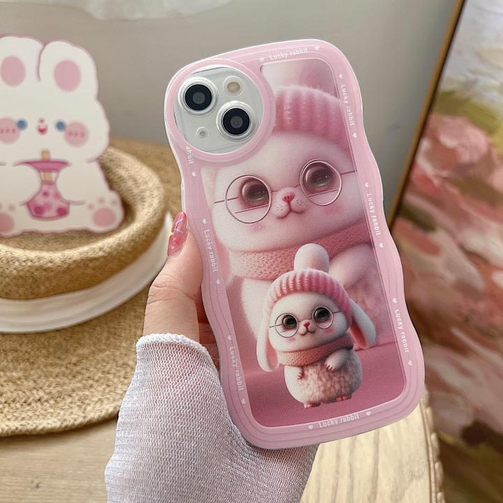 for-oppo-realme-c2-case-wavy-type-cartoon-rabbit-butterfly-love-heart-painted-tpu-silicone-soft-case-cover-shockproof-phone-casing