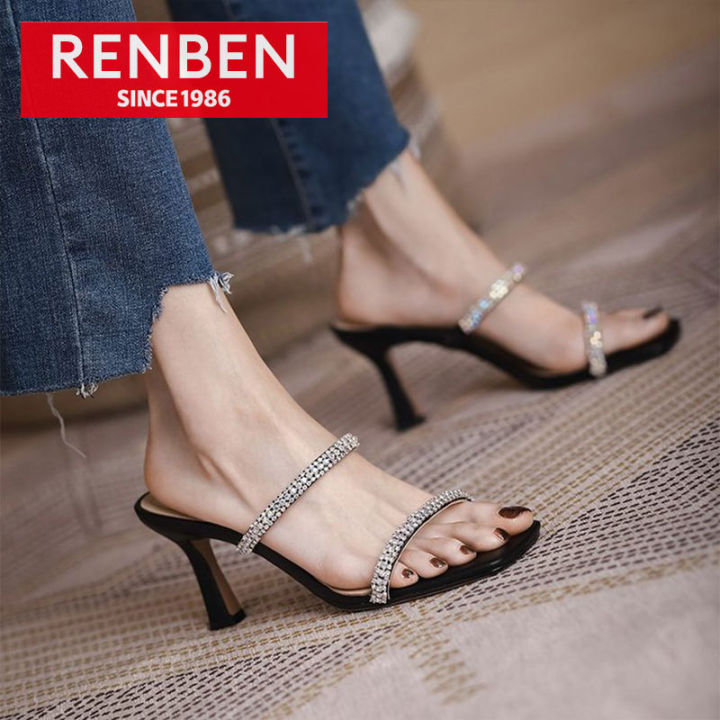 รองเท้ารองเท้าแตะสตรีประดับอัญมณีแฟชั่นเซ็กซี่แฟชั่น-renben-ส้นบางกับผู้หญิงรองเท้าแตะส้นสูง