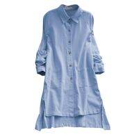 ZANZEA Women Button Down Cotton Baggy Plus Size Blouse