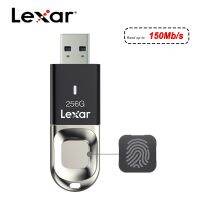 Lexar F35ปลดล็อคลายนิ้วมือ Pendrive 64กิกะไบต์3.0 USB แฟลชไดร์ฟ128GB U Disk 32GB 256GB ปากกาไดรฟ์โลหะเข้ารหัสป้องกันสำหรับพีซี