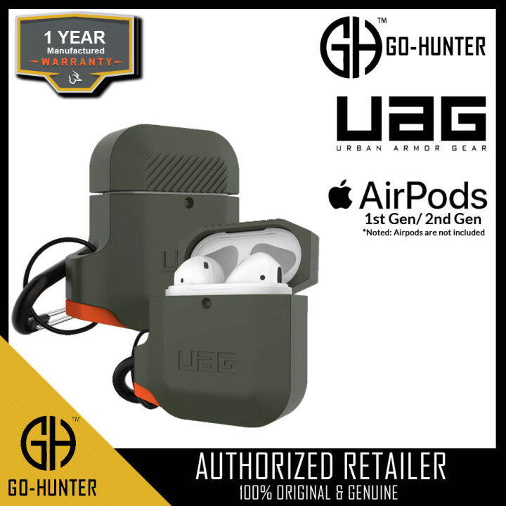 UAG AirPods Gen 1 & Gen 2 Silicone Case ( Olive Drab / Orange ) + FREE 1 Year Warranty Lazada