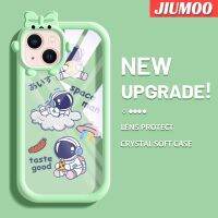 เคส JIUMOO สำหรับ iPhone 13 iPhone 13 Pro iPhone 13 Pro iPhone 13 Pro Max เคสลายการ์ตูนมนุษย์อวกาศรูปตัวการ์ตูนมอนสเตอร์ตัวน้อยน่ารักสีสันสดใสนิ่มสำหรับเลนส์กันกระแทกแบบใสเคสมือถือป้องกันซิลิโคนเรียบง่ายปลอกความคิดสร้างสรรค์โปร่งใส