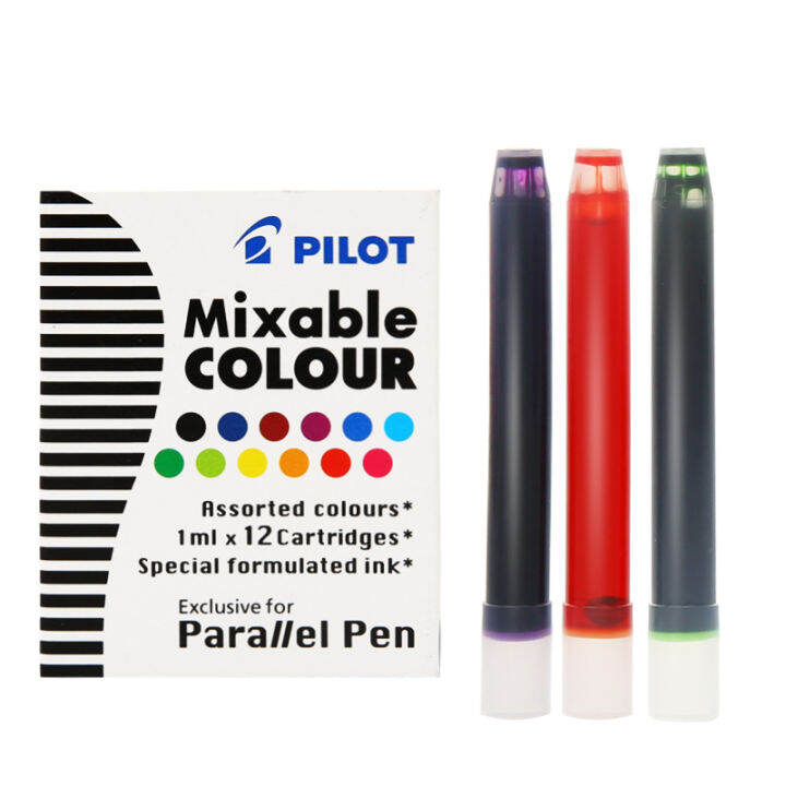 pilot-art-pen-parallel-pen-12-color-ink-sac-ink-cartridges-icp3-irfp-6s-black-blue-red-brwon-yellow-green-612-pieces