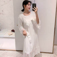 Ao Dai Fairy God Court Wind Modal ชุดนอนลูกไม้เจ้าหญิงหวานชุดนอนนอกบ้านสวมใส่หลวม ๆ