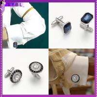 VYBL Elegant Style Knot สีขาว มงกุฎ Cufflinks for Mens Novelty Luxury เสื้อเชิ้ต Cuff Links สีน้ำเงิน