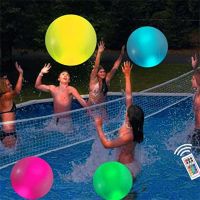 ﺴ๑ 1pcs 40cm RGB Floating Pool Light 16in 13 Colors Glowing Decorative Beach Ball For Outdoor Swimming Pool Pool Sports Equipment
