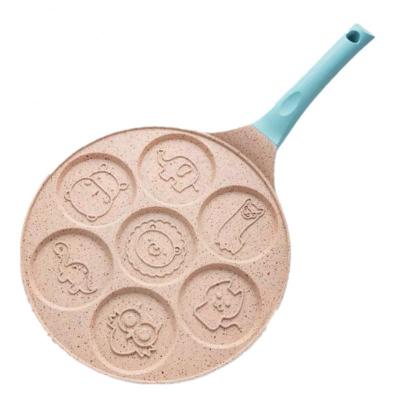 2021 Seven-Hole Frying Pot Thickened Omelet Pancake Pan Animal Pattern Silicone Non-slip Handle Steak Pan Breakfast Maker Tools