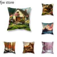 Cottage Garden Forest Landscape Pillow Cover Sofa Decoration Room Bedside Pillow Cover Office Seat Cushion Cover