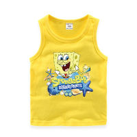 Spongebobชายหญิงแขนกุดเสื้อยืดเสื้อกั๊กเด็กเสื้อผ้า 2020 ใหม่การ์ตูนผ้าฝ้ายสบายๆดูดซับเหงื่อแขนกุดเสื้อกล้ามฤดูร้อนหลวมท็อปส์