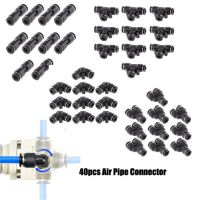 40pcs Pneumatic Fittings Straight Push Connector 4 Shapes Pu Pv Pe Py Od 6mm 1/4 Pneumatic Connector Air Water Hose Tube Gas