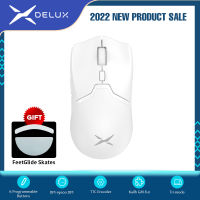 Delux M800 PRO PAW3370สีขาวเมาส์สำหรับเล่นเกมไร้สายแบบมีสาย Programmable Ergonomic Mice Type C ชาร์จใหม่ได้สำหรับ Windows Mac