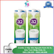 Combo 2 Hộp Sữa Tươi A2 Nguyên Kem 1L - Nhập Khẩu Úc