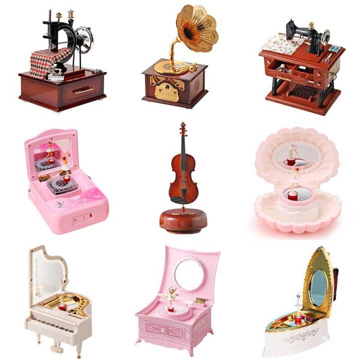Music Box Classic Typewriter Model Music Box Wood Metal Antique Musical