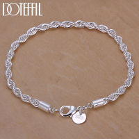 DOTEFFIL 925 Sterling Silver 4mm Water Wave Chain Bracelet For Women Man Wedding Engagement Party Fashion Jewelry