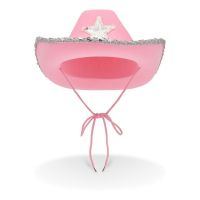 Pink Cowgirl Hat Sparkling Sequins Trim for Halloween Dress Up Party Supplies