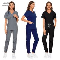 Hospital Doctor Nursing Uniform Women Wholesale Casual Short Sleeved V-neck Medical Suit Operating nursing Working Scrubs Uniforms