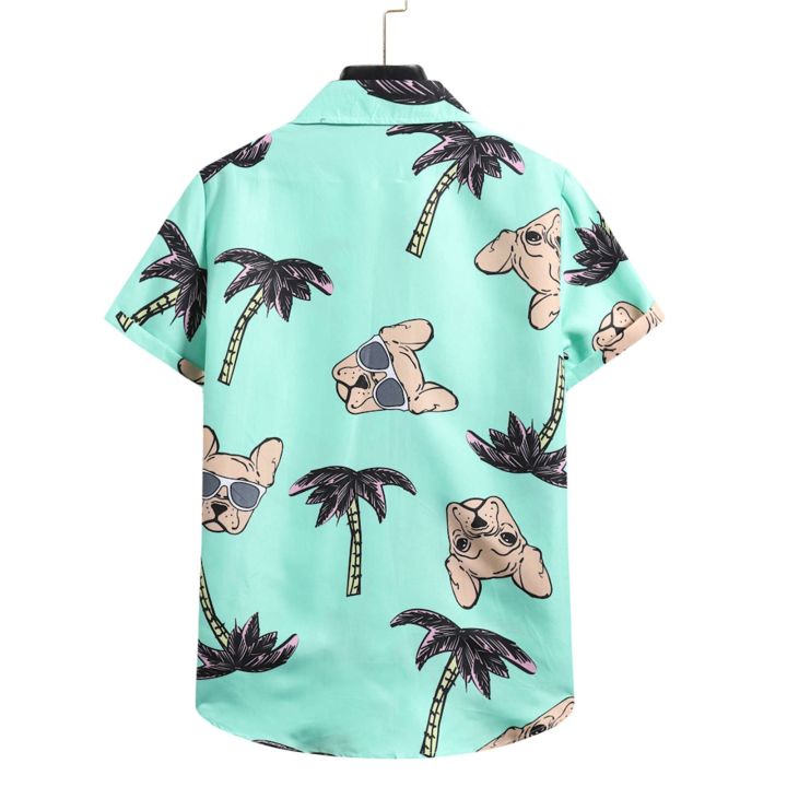 ชายเสื้อสเวตเตอร์ถักแขนสั้น-hawaiian-beach-เสื้อเชิ๊ตลายดอกไม้ผู้ชายเสื้อคอเต่าแนวโน้มเสื้อผ้าบุรุษสบายๆสบายๆเสื้อยืด
