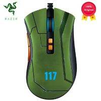 Razer Deathadder V2เมาส์เล่นเกมส์แบบมีสายเซ็นเซอร์ DPI ออปติคอล20K 8ปุ่มตั้งโปรแกรมได้รุ่น Halo Infinite