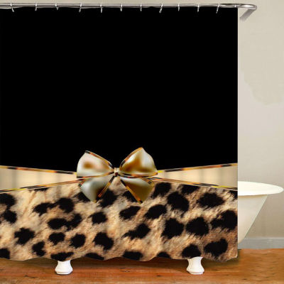 Hot 4PCS Set Leopard Shower Curtain for Bathroom Bath Mat Rug Carpet for Toilet Lid Cover Wildlife Print Bathtub Home Decor Gift