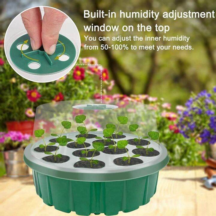 Seed Starter Tray Humidity Adjustable with Dome Base Greenhouse Grow