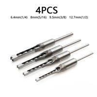 4Pcs drill bits Wood Drill Bit Set 6.4/8/9.5/12.7mm งานไม้ สว่านเจาะรูงานไม้ ดอกเดือยแบบเหลี่ยม ตาเพชรสี่เหลี่ยมสลัดบิต เจาะ