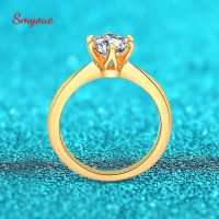 Smyoue 18k Gold Plated 1ct Moissanite Ring for Women Sparkling Classic Wedding Promise Band 925 Sterling Silver Jewelry 3 Colors