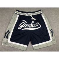 Pockets Available New MLB Mens New York Yankees Just Don Embroidery Big Logo Basketball Shorts Pants Black