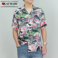 KACHARI “Sakura Sailboat” (สีเขียว) พร้อมส่งฟรี เสื้อฮาวาย เสื้อสงกรานต์ ผ้าเรยอน