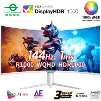 Titan Army 34” 3.5K 3440X1440 UltraWide 144Hz/165Hz HDR400 Gaming Monitor(A34QGN) Fast-SVA 1000R Curved 10bit 1.07b Color, Brightness⩾400nits, Peak 500nits (DP, HDMI, Type C, Audio Out - ลำโพงในตัว)