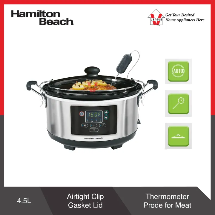 HAMILTON BEACH 33956SAU 4.5L SLOW COOKER PROGAMMABLE WITH PROBE SS
